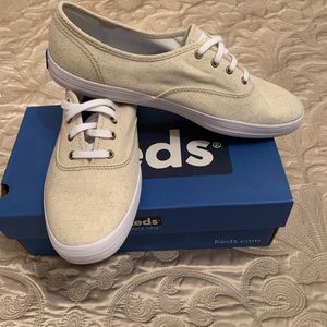Linen Lace up Keds. Never worn!